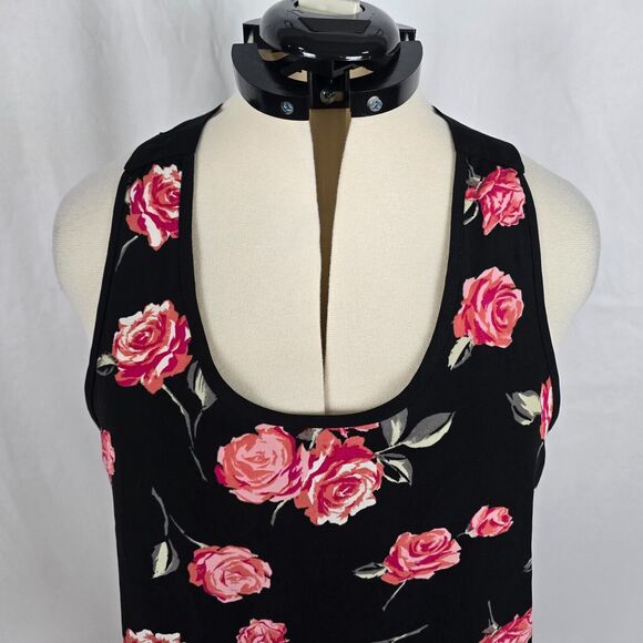 Xhiliration Swing Tank Women's XXL Black Pink Floral Scoop Neck Sleevelese NWT - Picture 2 of 16